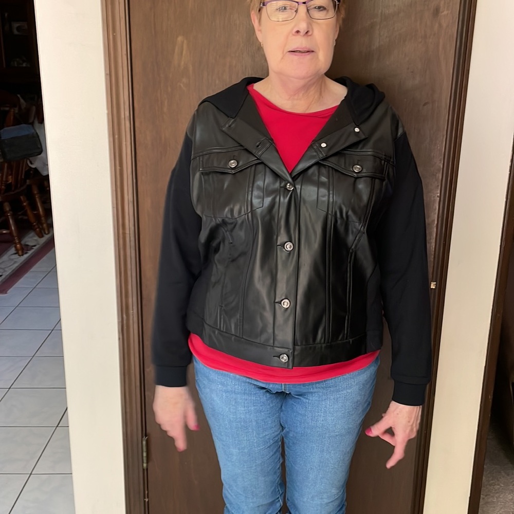 Lightweight Faux Leather sweatshirt type jacket, size M